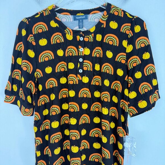 NWT Modcloth Winning Them Over Short Sleeve Top Black Pumpkin Size Medium M NEW - Picture 3 of 12